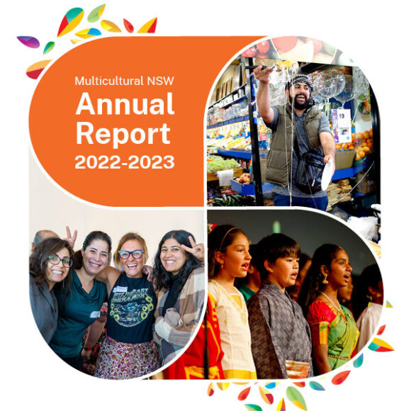 Cover of the 2022-2023 Annual report. have 4 images on it. the images are of people in groups celebrating.