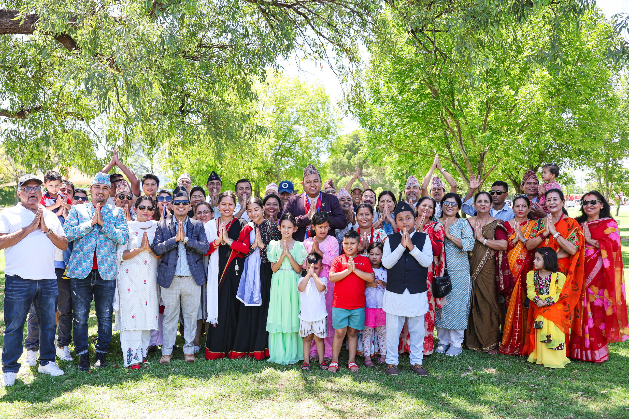 a group of people in Nepalese dress